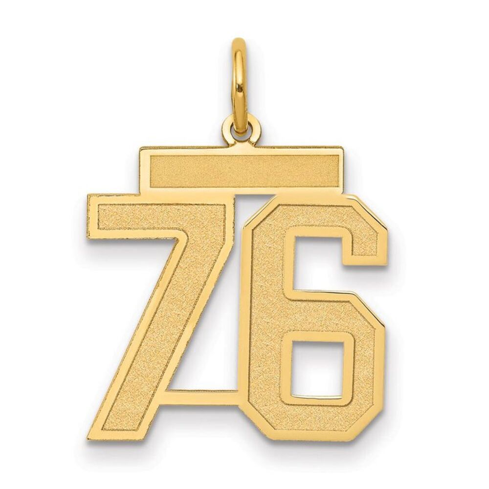 14k Yellow Gold, Jersey Collection, Medium Number 76 Pendant